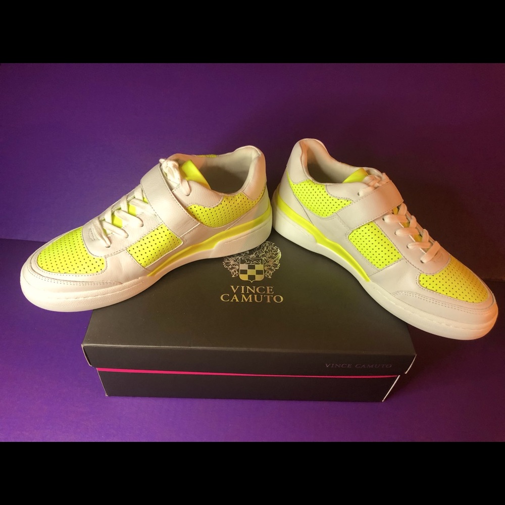 Ladies Wht. & Yellow Neon Sneakers - Picture 4 of 5